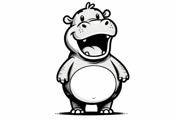 Download Cute Cartoon Hippo Illustration - Illustration Collection