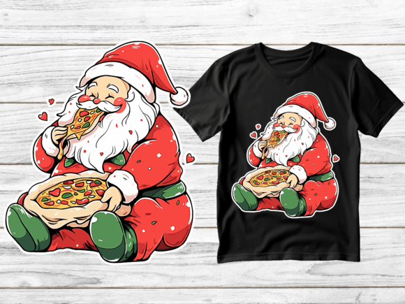 Download Cute Santa Claus Eating Pizza Vector. - Santa claus Collection