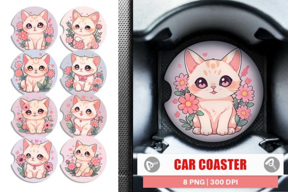 Download Car Coaster Cute Cat Illustration - Illustration Collection