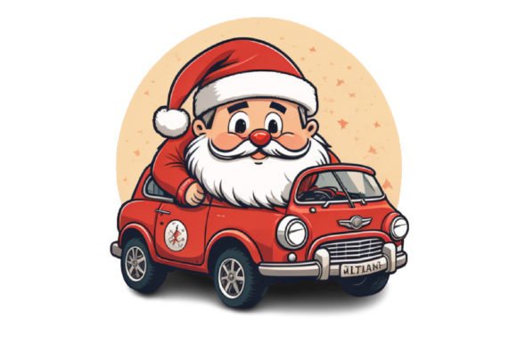 Download Cute Santa with Car Illustration Design - Illustration Collection