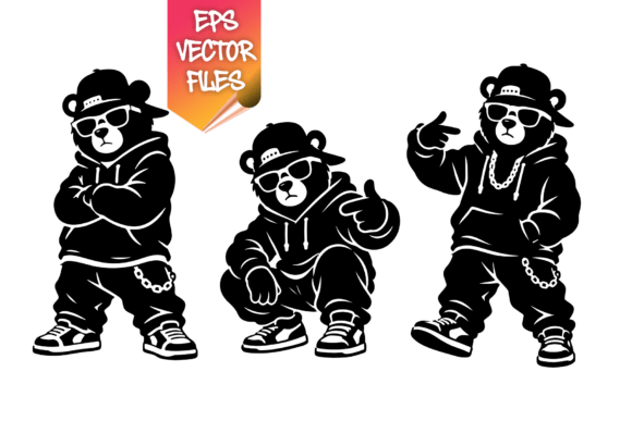 Download Hip Hop Bear Mascot Vector Pack - Mascot Collection