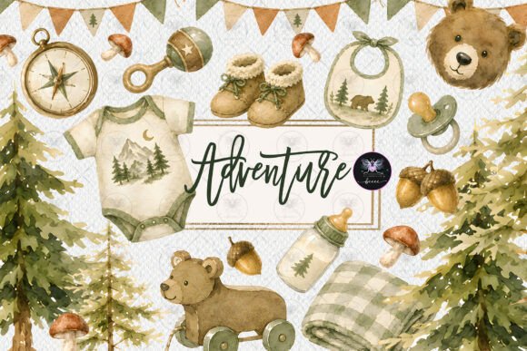Download Woodland Adventure Baby Shower Clipart - Baby shower clipart Collection