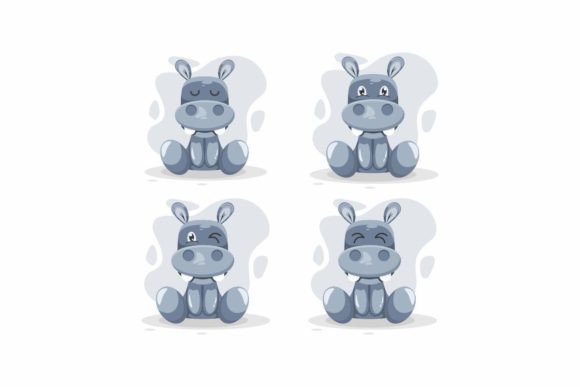 Download Cute Hippo Illustration Logo Design - Illustration Collection