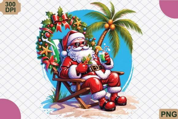 Download Santa Claus Tropical Drink Summer PNG - Santa claus Collection