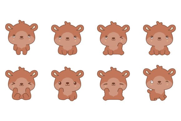 Download Set of Kawaii Teddy Bear Illustration - Illustration Collection