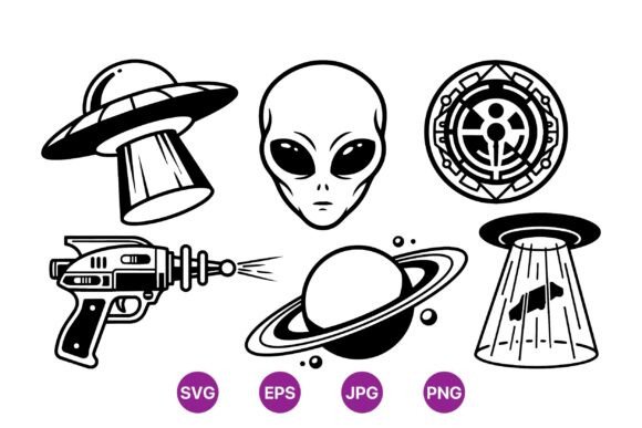 Download Retro SciFi Alien Vector Illustrations - Illustration Collection