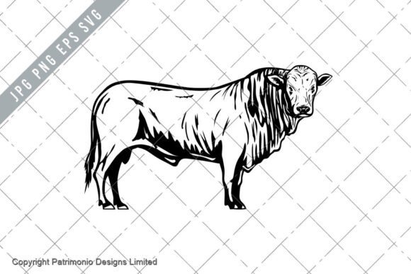 Download Romagnola Bull Side View Retro Mascot - Mascot Collection